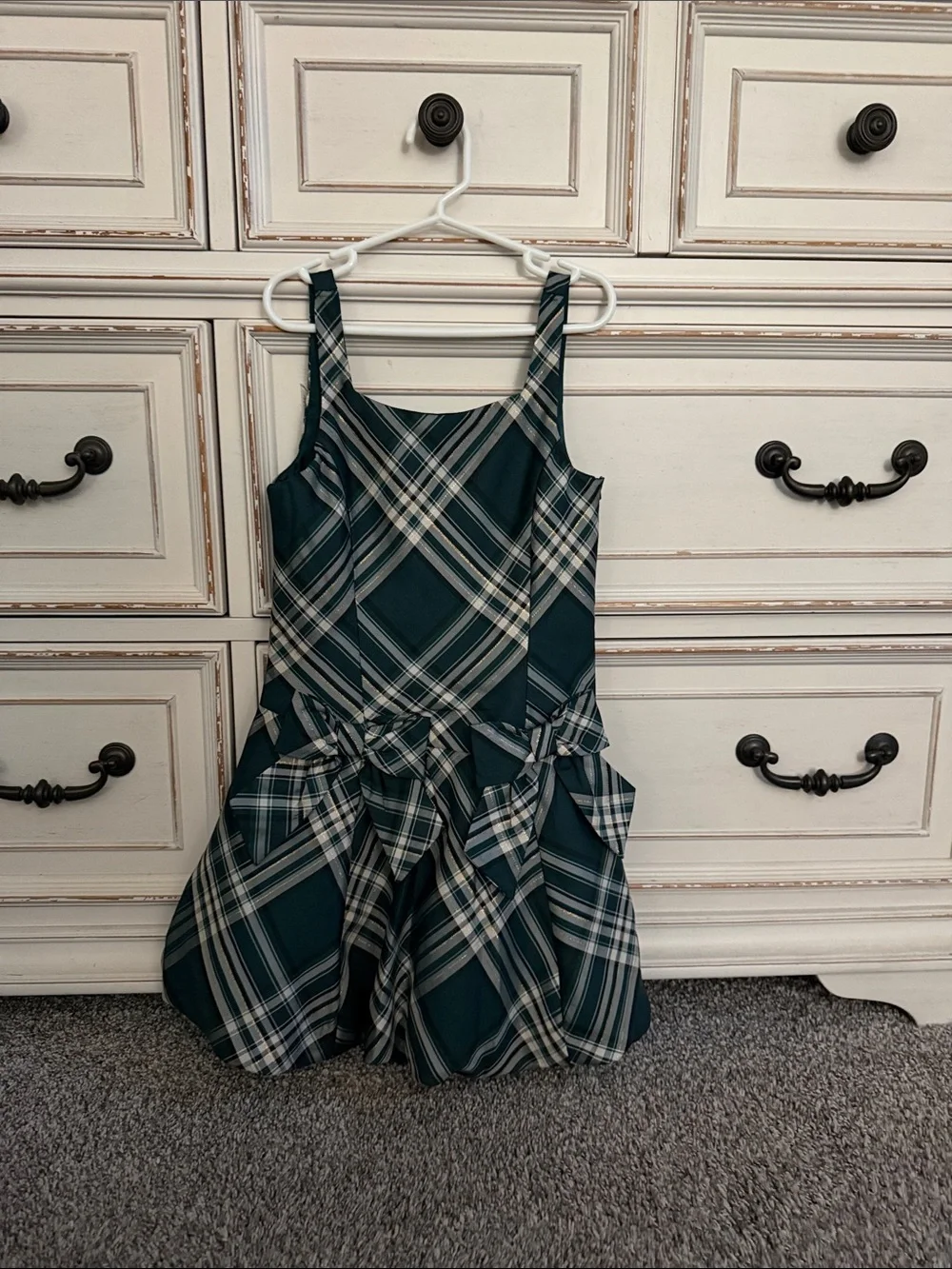 The Children's Place Green Plaid Bow-Trim Party Dress